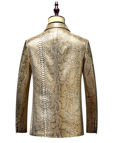 Snakeskin Jackets Python Skin Coats for Men-Golden-Back