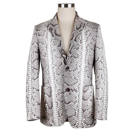 Snakeskin Jackets Python Skin Coats for Men-White