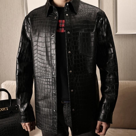 Stylish Alligator Leather Shirt Jacket