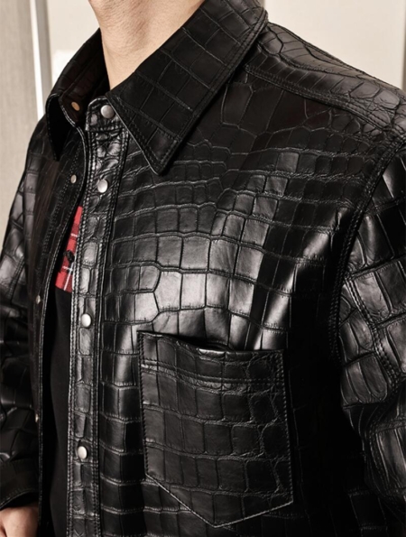 Stylish Alligator Leather Shirt Jacket for Men-1