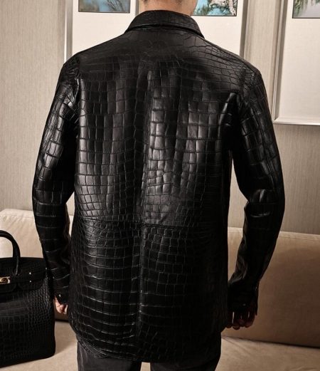 Stylish Alligator Leather Shirt Jacket for Men-Back