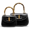 Alligator Handbags Bamboo Top Handle Purses-1