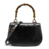 Alligator Handbags Bamboo Top Handle Purses-Back