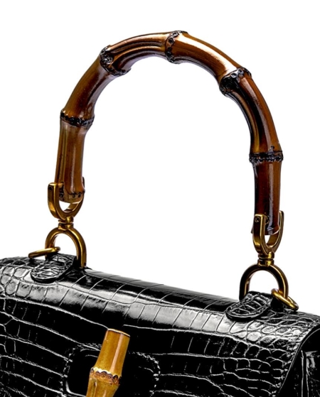 Alligator Handbags Bamboo Top Handle Purses-Handle