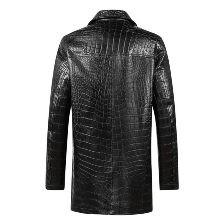 Classic Winter Alligator Leather Car Coat-Back