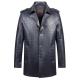 Classic Winter Alligator Leather Car Coat Mink Fur Lined Coat-Blue
