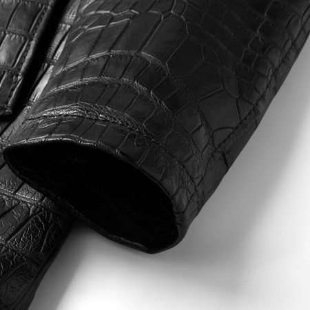 Classic Winter Alligator Leather Car Coat-Sleeves