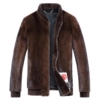 Brown Mink Fur Bomber Jacket for Men
