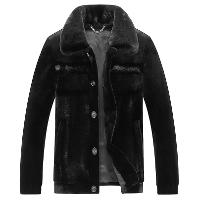 Casual Mink Jackets Slim Fit Trucker Jackets-Black