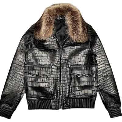 Alligator Jacket With Removable Mink Collar