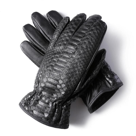 Python Gloves, Snakeskin Gloves-Black