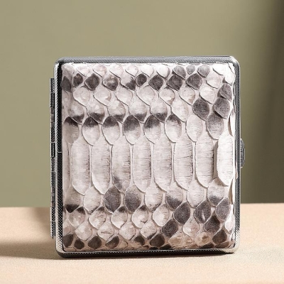 Snakeskin Cigarette Case, Python Skin Cigarette Case Holder Box for Men