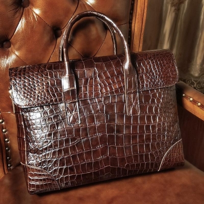 Alligator Leather Briefcases Travel Messenger Bags for Men