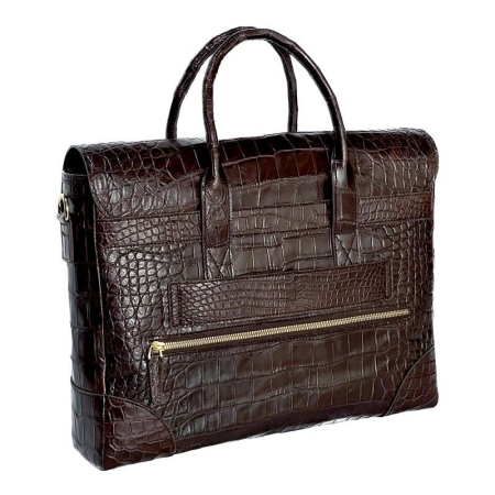 Soft Alligator Briefcase Travel Messenger Bag-Back