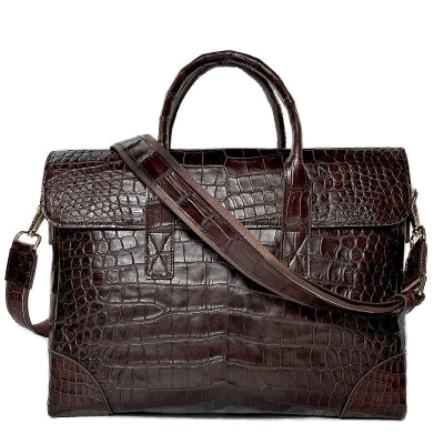 Soft Alligator Briefcase Travel Messenger Bag-Brown