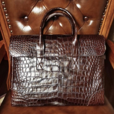 Soft Alligator Briefcase Travel Messenger Bag for Men