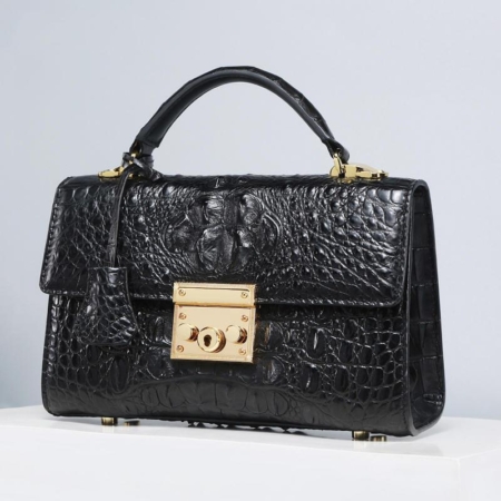 Womens Crocodile Handbags Crocodile Purses-Black