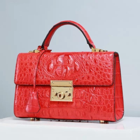 Womens Crocodile Handbags Crocodile Purses-Red