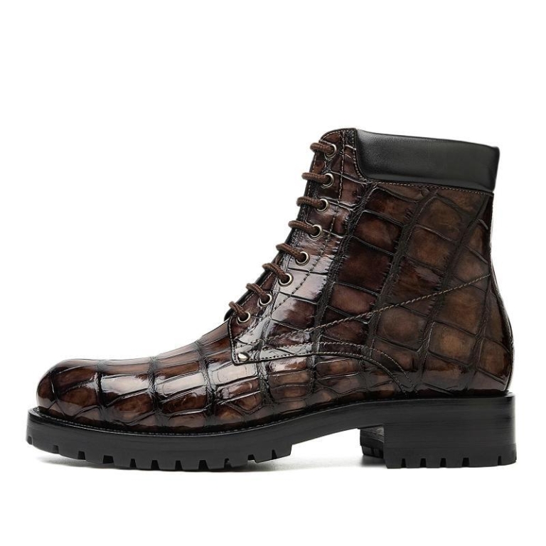 Mens Belvedere Damian Alligator Hiking Boot in Peanut