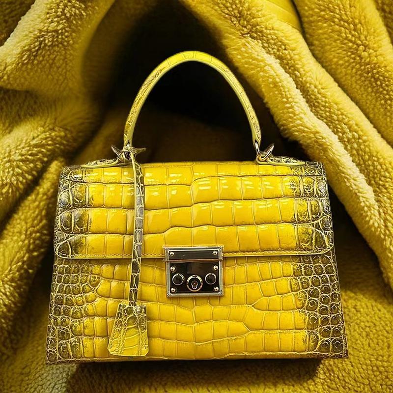 Alligator Bags Reign Supreme in the Luxury Market-Alligator Top-Handle Padlock Handbags