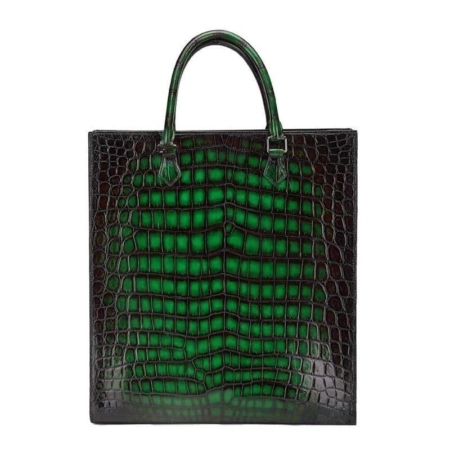 Alligator Briefcase Laptop Bag Business Tote Bag-Green