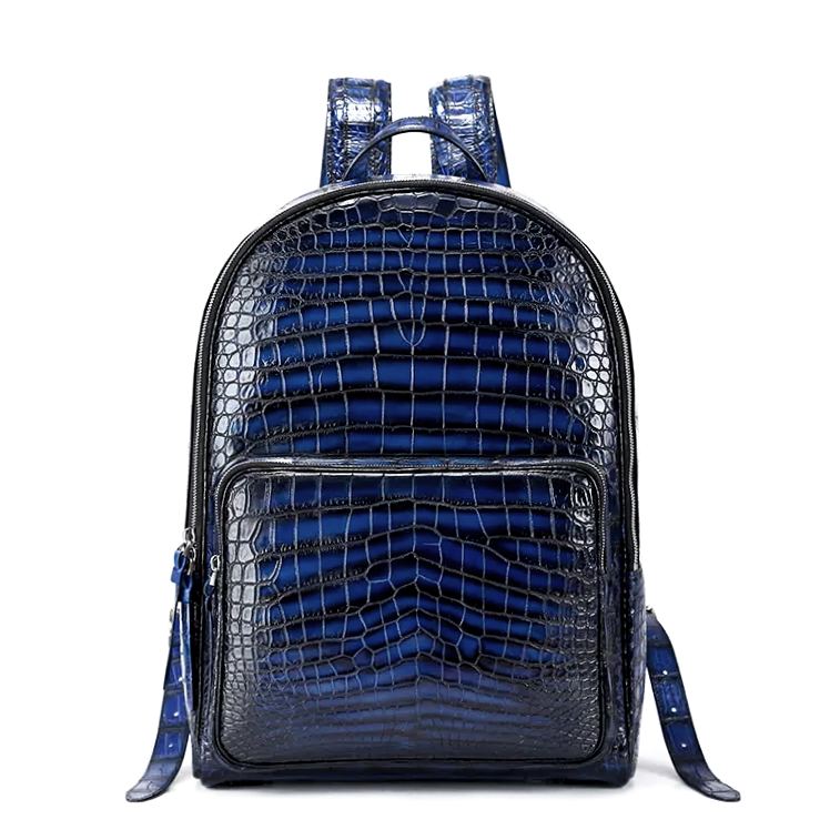 Blue Genuine Hornback Crocodile Leather Skin Men Bag,backpack +DHL SHIPPING