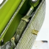 Green Alligator Leather Satchel Bags Top Handle Handbags-Inside