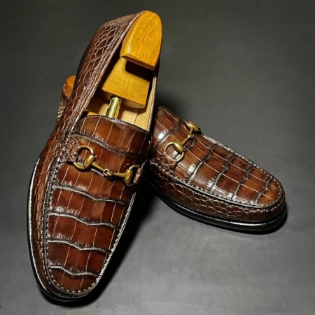 Alligator Moc Toe Bit Slip-On Loafer