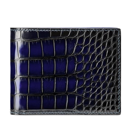 Classic Alligator Bifold Wallets Hand-painted Wallets-Blue