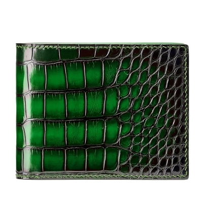 Classic Alligator Bifold Wallets Hand-painted Wallets-Green