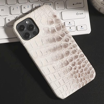 Custom Alligator Leather iPhone Cases-White