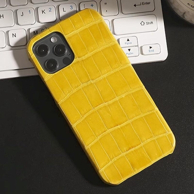 Custom Alligator Leather iPhone Cases-Yellow