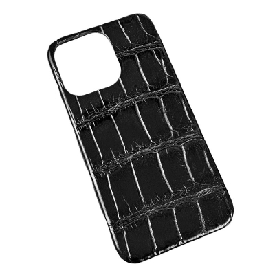 Custom Crocodile Leather iPhone Cases-Black