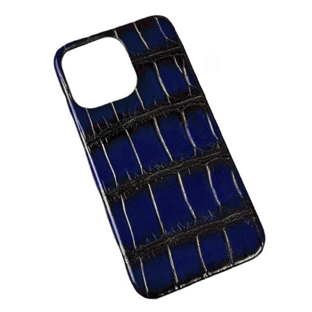 Custom Crocodile Leather iPhone Cases-Blue