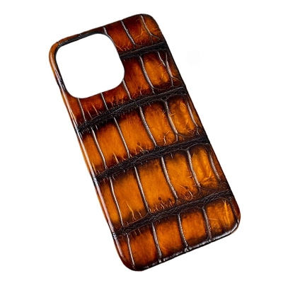 Custom Crocodile Leather iPhone Cases-Brown