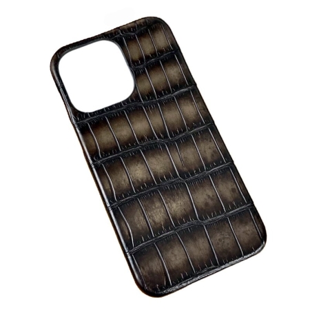 Custom Crocodile Leather iPhone Cases-Gray