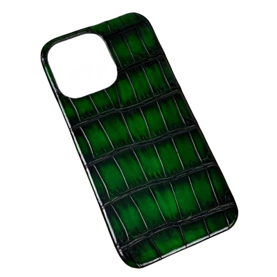 Custom Crocodile Leather iPhone Cases-Green