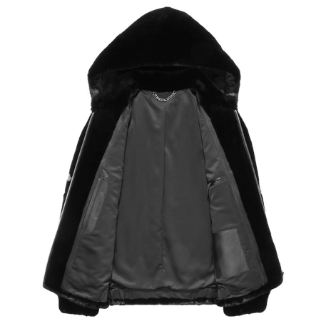 Casual Mink Hooded Jacket Warm Winter Coat-Inner lining