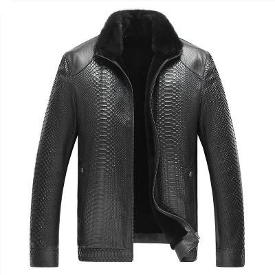 Casual Snakeskin Jackets Mink Fur Lined Jackets