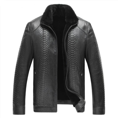 Casual Snakeskin Jackets Mink Fur Lined Jackets