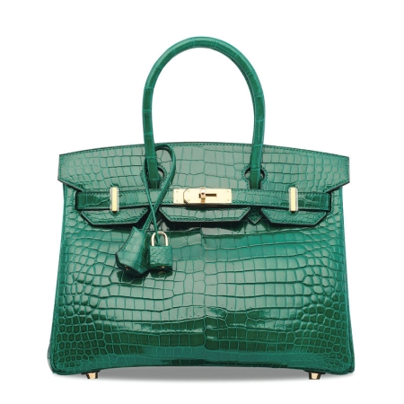 Stylish Alligator Leather Padlock Handbags-Green