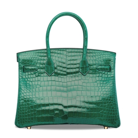 Stylish Alligator Leather Padlock Handbags-Green-Back