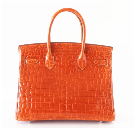 Stylish Alligator Leather Padlock Handbags-Orange-Back