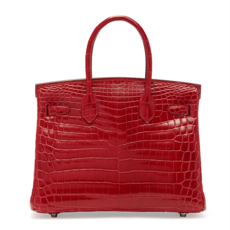 Stylish Alligator Leather Padlock Handbags-Red-Back