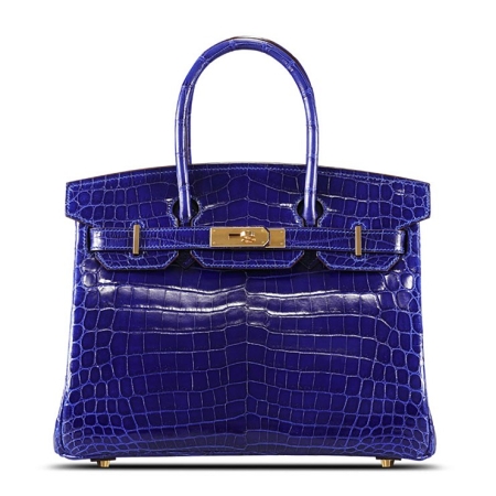Stylish Alligator Leather Padlock Handbags-Royal-Blue