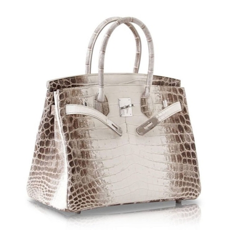 Stylish Alligator Leather Padlock Handbags-White-Side