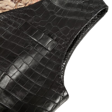 Alligator Motorcycle Vests V-Neck Waistcoats-Details