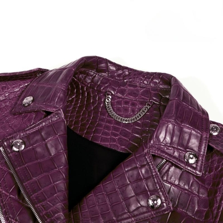 Women's Alligator Motorcycle Jackets Moto Biker Jacket Coats-Details