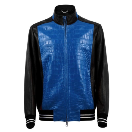 Casual Alligator Bomber Jackets-Blue