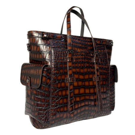 Casual Alligator Laptop Bags Patina Travel Messenger Bags-Side
